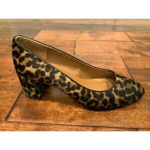 Margaux Leopard Print Calf Hair Block Heel Pumps - Brown & Black